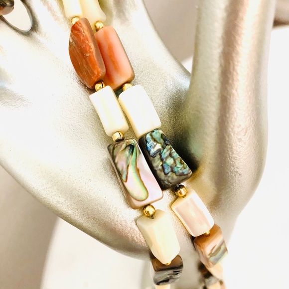 Antique Abalone Mother Of Pearl Necklace - Picture 14 of 17